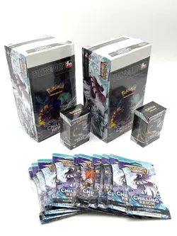 Lot (2) Pokemon Chilling Reign Build & Battle Case w/(2) Boxes (10)Sleeved Packs - Image 1