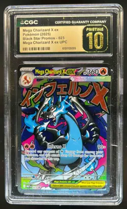 2025 Pokemon MEP Black Star Promos Mega Charizard X ex #023 CGC 10 Pristine - Image 1