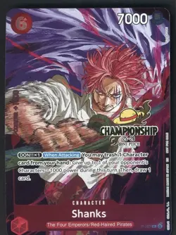 One Piece Shanks 25-26 Championship Event Pack P-083 Promotional Card Authentic - Image 1