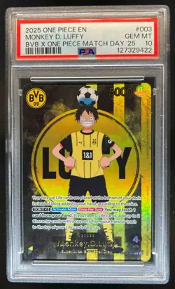 2025 One Piece X BVB Match Day Promo Monkey D Luffy #ST13-003 PSA 10 - Image 1