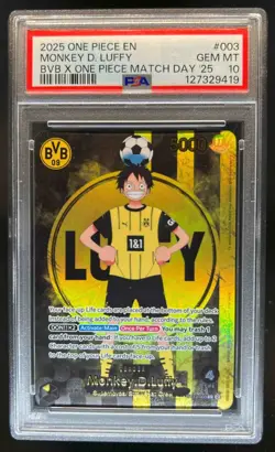 2025 One Piece X BVB Match Day Promo Monkey D Luffy #ST13-003 PSA 10 - Image 1