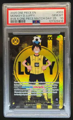 2025 One Piece X BVB Match Day Promo Monkey D Luffy #ST13-003 PSA 10 - Image 1