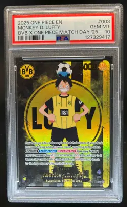 2025 One Piece X BVB Match Day Promo Monkey D Luffy #ST13-003 PSA 10 - Image 1