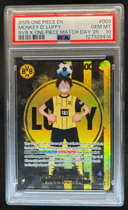 2025 One Piece X BVB Match Day Promo Monkey D Luffy #ST13-003 PSA 10 - Image 1