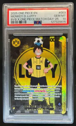 2025 One Piece X BVB Match Day Promo Monkey D Luffy #ST13-003 PSA 10 - Image 1