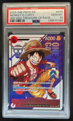 2025 One Piece 3rd Anniversary Treasure CP Pack Monkey D Luffy #ST21-014 PSA 10 - Image 1