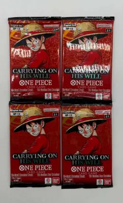 Lot of (4) One Piece English OP-13 Carrying on His Will Booster Packs Sealed - Image 1