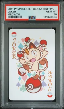 2011 POKEMON CENTER OSAKA REOPENING PLAYING CARDS MEOWTH JOKER PSA 10 - Image 1