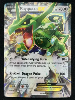 Pokemon TCG Rayquaza EX Roaring Skies Ultra Rare Holo 75/108 Dragon Card NM - Image 1