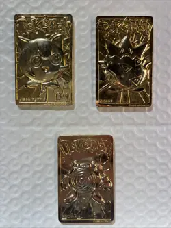 Pokemon 24K Gold Plated Trading Card 1999 Burger King Limited Edition LOT of 3 - Image 1