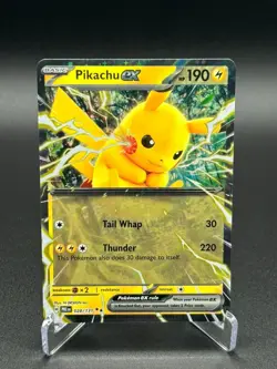 Pokemon TCG Pikachu ex 28 Prizmatic Evolutions Holo Rare Card Near Mint - Image 1