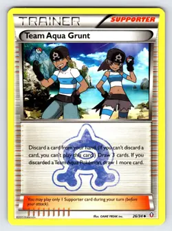 Team Aqua Grunt 26/34 2015 Double Crisis Pokemon Card TCG Nintendo Trainer - VLP - Image 1