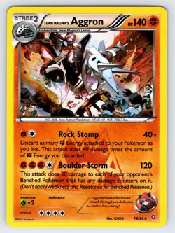 Team Magma's Aggron 14/34 2015 Double Crisis Pokemon Card TCG Holo Rare - Nm/Vlp - Image 1