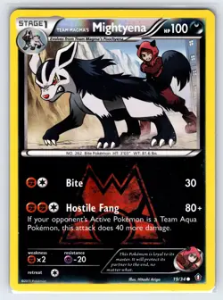Team Magma's Mightyena 19/34 2015 Double Crisis Pokemon Card Reverse Holo - Vlp - Image 1