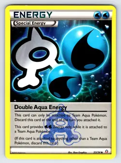 Double Aqua Energy 33/34 2015 Double Crisis Pokemon Card TCG Nintendo - VLP - Image 1
