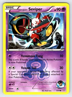 Team Aqua's Seviper 9/34 2015 Double Crisis Pokemon Card Holo Rare - Nm/Vlp - Image 1