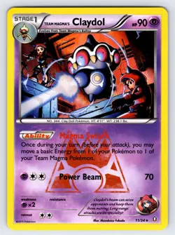 Team Magma's Claydol 11/34 2015 Double Crisis Pokemon Card TCG Holo Rare - VLP - Image 1