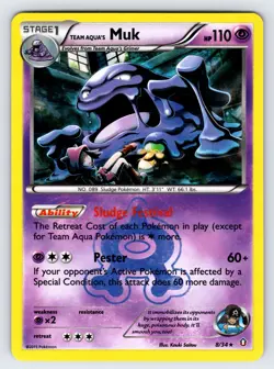 Team Aqua's Muk 8/34 Double Crisis Pokemon Card TCG Holo Rare Exclusive - Nm/Vlp - Image 1