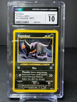 CGC 10 - Houndour - Neo Discovery - 39/75 - Unlimited - Pokemon - Slab - Image 1