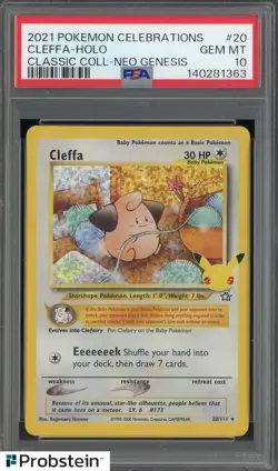 2021 Pokemon Celebrations Classic Neo Genesis #20 Cleffa - Holo PSA 10 GEM MINT - Image 1