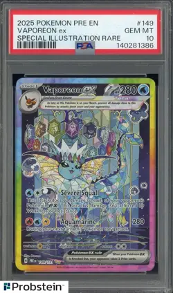 2025 Pokemon Pre En Special Illustration Rare #149 Vaporeon Ex PSA 10 GEM MINT - Image 1