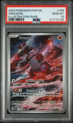 2023 Pokemon Paradox Rift Groudon #199 Illustration Rare PSA 10 - Image 1