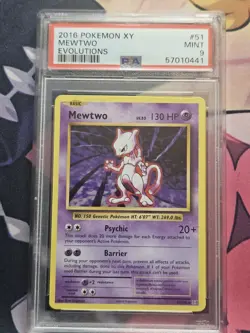 2016 Pokemon XY Evolutions Mewtwo Non Holo Rare PSA 9 MINT 51/108 - Image 1