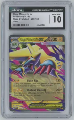 2025 Pokemon Mega Evolution Mega Manectric ex CGC 10 Rare Holo #50 A64 - Image 1