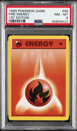 1999 POKEMON BASE SET 1ST EDITION #98 FIRE ENERGY PSA 8 - Image 1