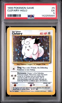 1999 Pokemon Game Clefairy Holo #5 PSA 5 EXCELLENT - Image 1