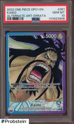 2022 One Piece OP01 EN Alternate Art Errata #061 Kaido PSA 10 GEM MINT - Image 1