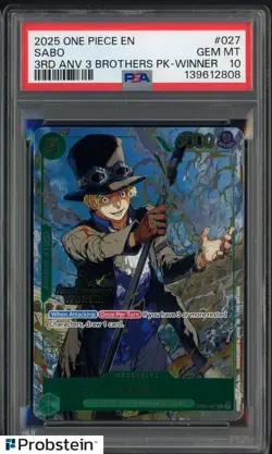 2025 One Piece EN 3rd Anniversary 3 Brothers Winner #027 Sabo PSA 10 GEM MINT - Image 1