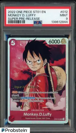 2022 One Piece Straw Hat Crew Super Pre-Release #ST01-012 Monkey D. Luffy PSA 9 - Image 1
