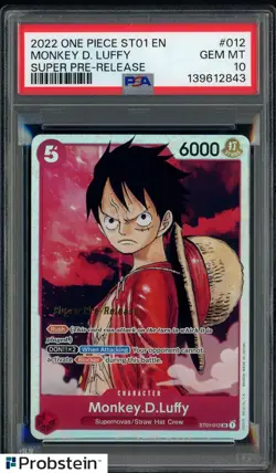 2022 One Piece Straw Hat Crew Super Pre-Release #ST01-012 Monkey D. Luffy PSA 10 - Image 1