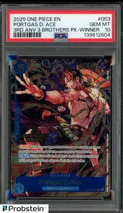 2025 One Piece EN 3rd Anniversary 3 Brothers Winner #053 Portgas D. Ace PSA 10 - Image 1