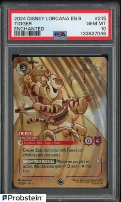 2024 Disney Lorcana En 6 Enchanted #215 Tigger PSA 10 GEM MINT - Image 1