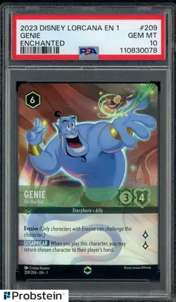 2023 Disney Lorcana En 1 Enchanted #209 Genie PSA 10 GEM MINT - Image 1