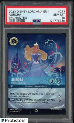 2023 Disney Lorcana En 1 Enchanted #213 Aurora PSA 10 GEM MINT - Image 1