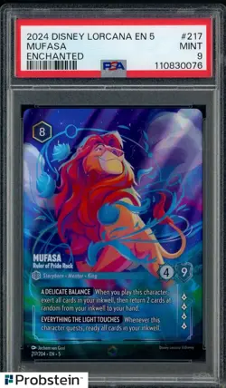 2024 Disney Lorcana En 5 Enchanted #217 Mufasa PSA 9 MINT - Image 1