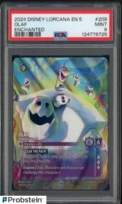 2024 Disney Lorcana En 5 Enchanted #209 Olaf PSA 9 MINT - Image 1