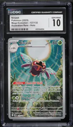 2025 Pokemon Ninjask Illustration Rare Holo Card #137/132 Mega Evolution CGC 10 - Image 1