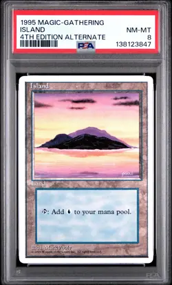 MTG - Island - ALTERNATE 4th Edition Magic - Graded PSA 8 - Image 1