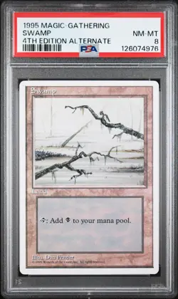 MTG - Swamp - ALTERNATE 4th Edition Magic - Graded PSA 8 - Image 1