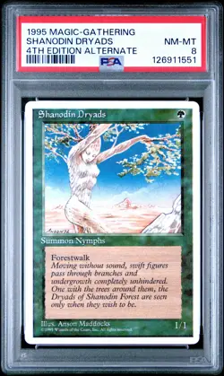 MTG - Shanodin Dryads - ALTERNATE 4th Edition Magic - Graded PSA 8 - Image 1