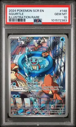 2024 Pokemon Stellar Crown Squirtle #148 Illustration Rare PSA 10 - Image 1