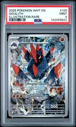 2025 POKEMON WHITE FLARE #129 GIGALITH ILLUSTRATION RARE IR PSA 9 Mint - Image 1