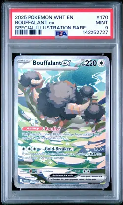 2025 Pokemon WHT EN White Flare Bouffalant EX Special Illustration #170 PSA 9 - Image 1