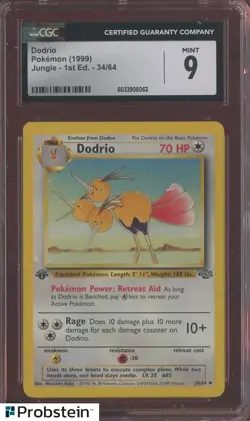 1999 Pokemon Jungle 1st Edition #34 Dodrio CGC 9 MINT - Image 1