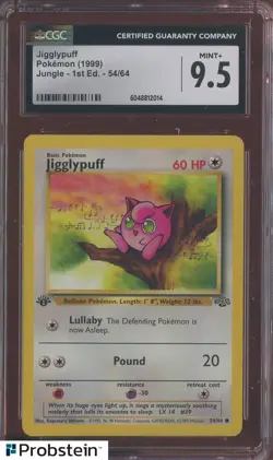 1999 Pokemon Jungle 1st Edition #54 Jigglypuff CGC 9.5 MINT+ - Image 1