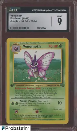 1999 Pokemon Jungle 1st Edition #29 Venomoth CGC 9 MINT - Image 1